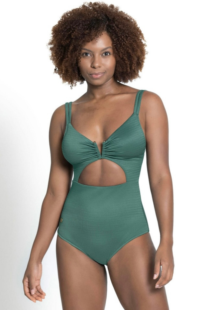 Leonisa One-Piece Swimsuit with Hardware Details-Soft Compression
