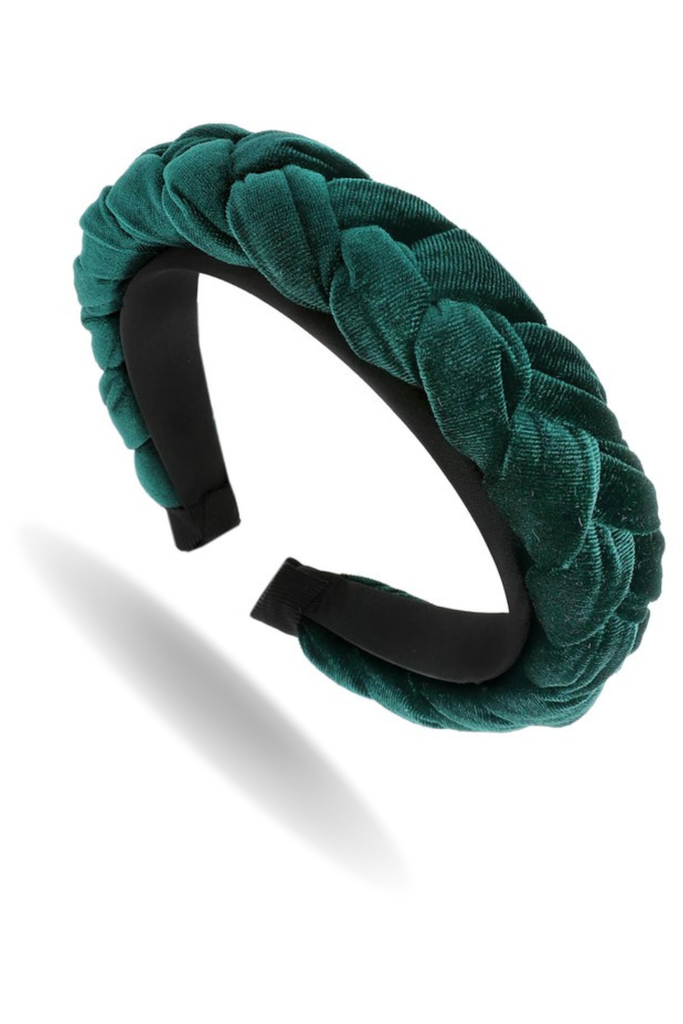 Fashion Velvet Braided Headband Green