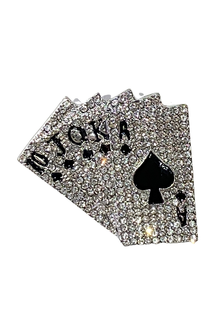 Cards Of Spade Silver Brouche